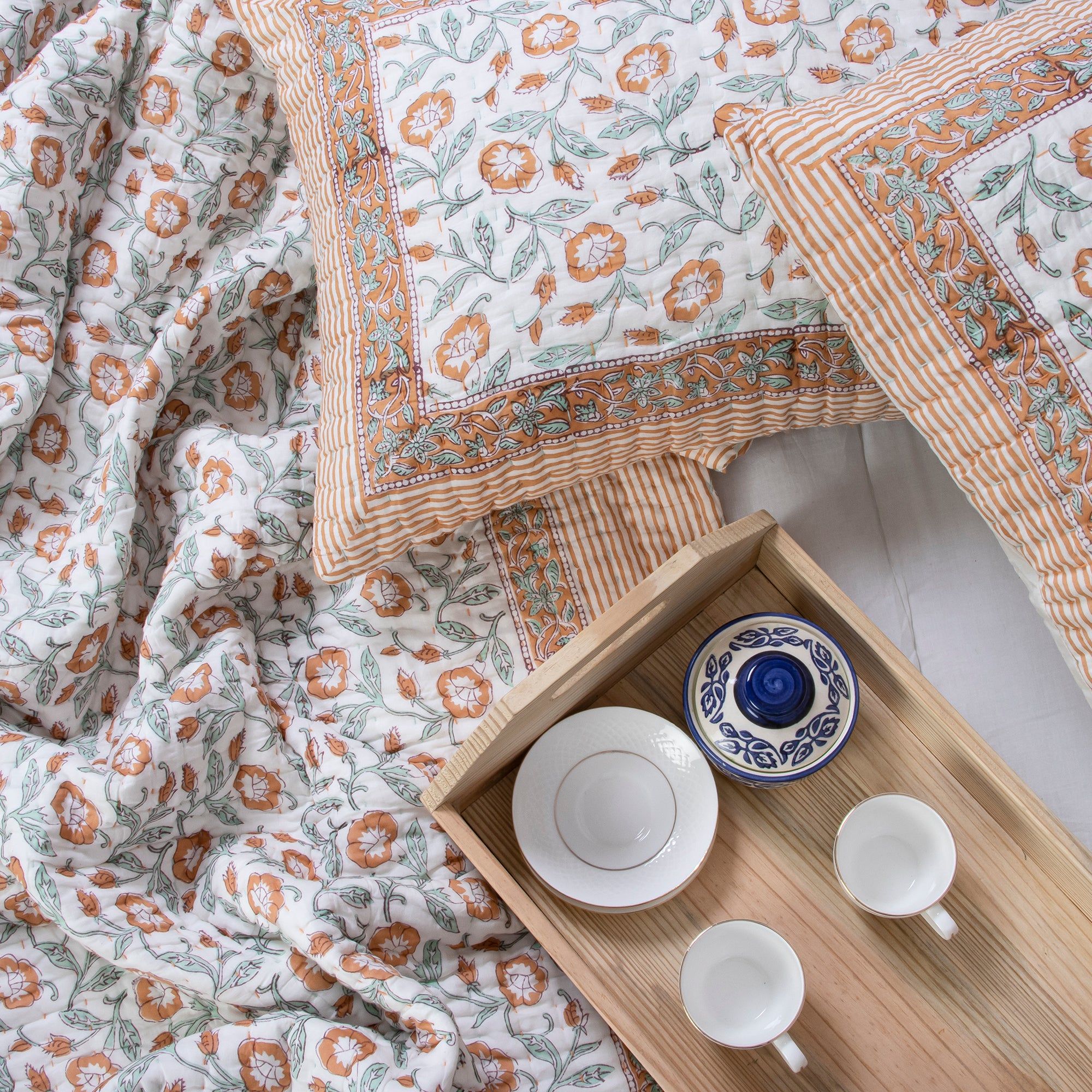 Floral Block Print Best Kantha Blanket For Winter